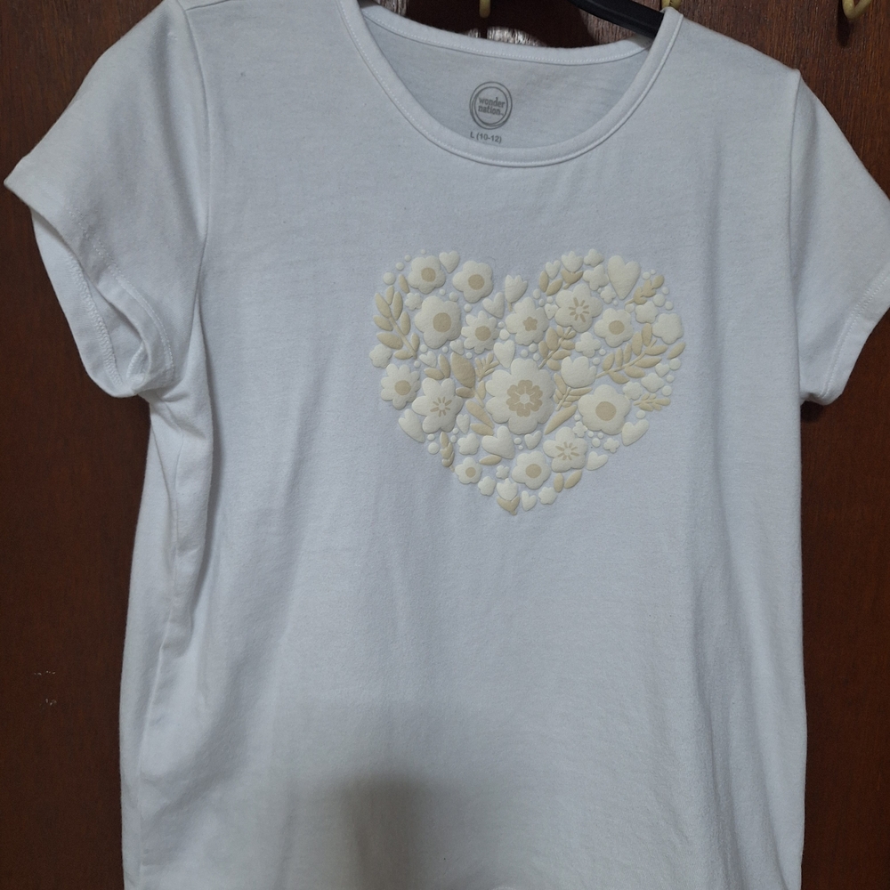 Wonder Nation White Tee with Heart Pattern